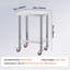Table de travail 24 po x 18 po x 34 po en acier inoxydable avec tablette réglable à 3 niveaux et 4 roues