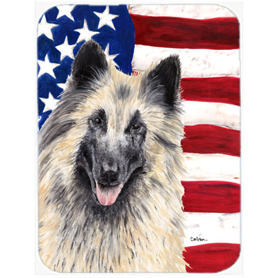 Trinx Patriotic USA American Flag with Belgian Tervuren Glass Cutting Board