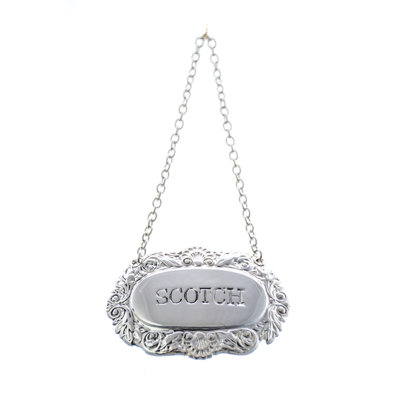 Decanter Label, Scotch, Shell and Scroll
