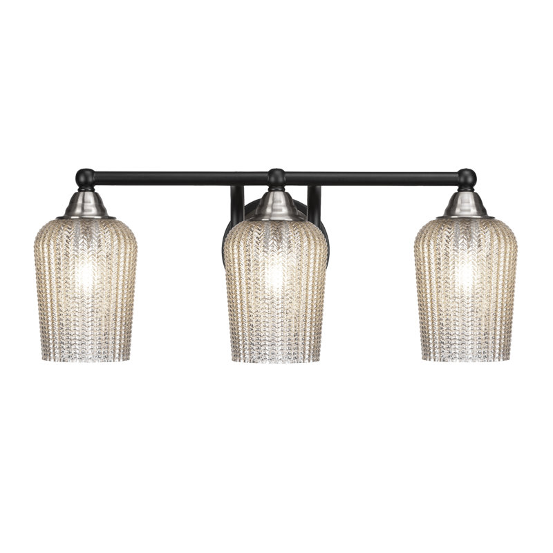 Michell 3-Light Bath Bar, Silver, Matte Black/Brushed Nickel