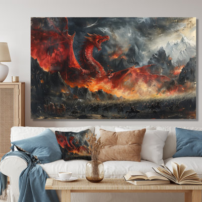 Épopée de bataille entre les dragons et les militaires III - Dragons, art mural