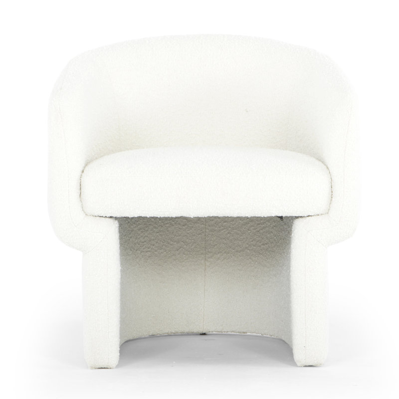 Boucle Barrel Chair, White  Velvet