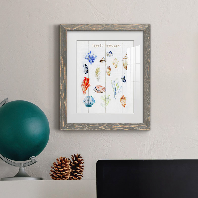 «Beach Treasures», image encadrée, H 20 po x l 17 po x P 1,5 po, Encadrement gris