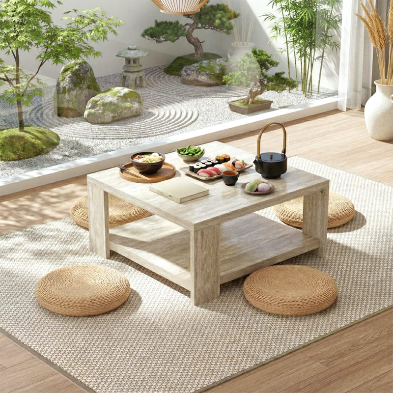 Table basse carrée 31 "avec rangement Caomhan Basilico, Beige