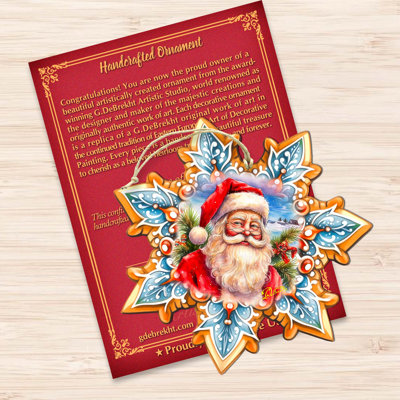 Santa Snowflake Wooden Ornaments By G. Debrekht