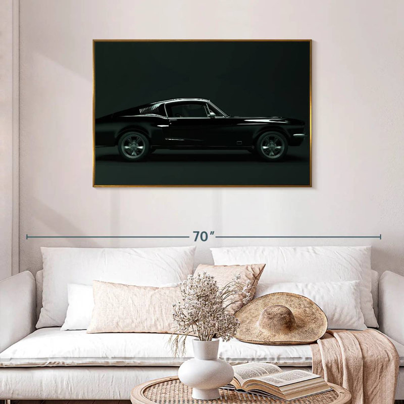 Voiture rétro élégante, Cadre flottant doré, 43 po x 29 po