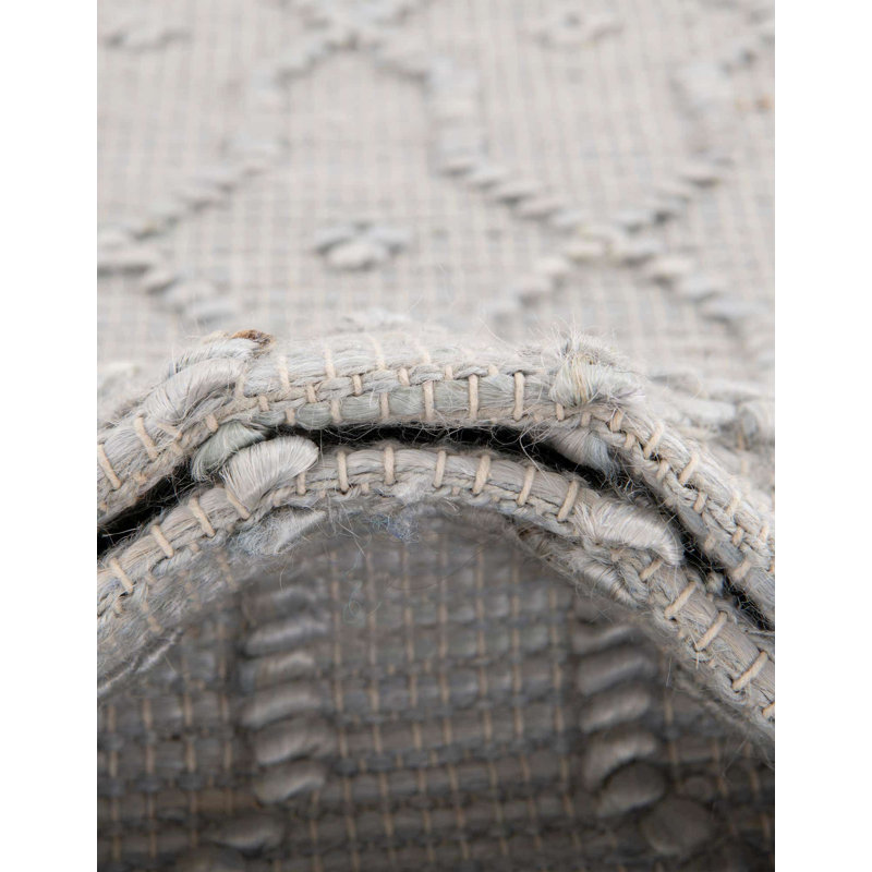 Tapis gris en jute / sisal tissé à la main, Carré 7 pi 10 po