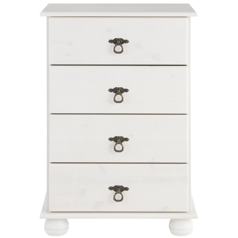Farley Solid Wood 50cm W 4 - Drawer Chest of Drawers, White Lacquer