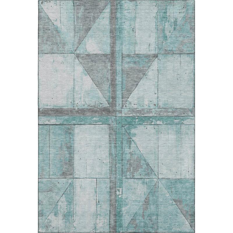 Premium Machine Washable Medena AMF1876 Geometric Rug, Rectangle 10' x 14'