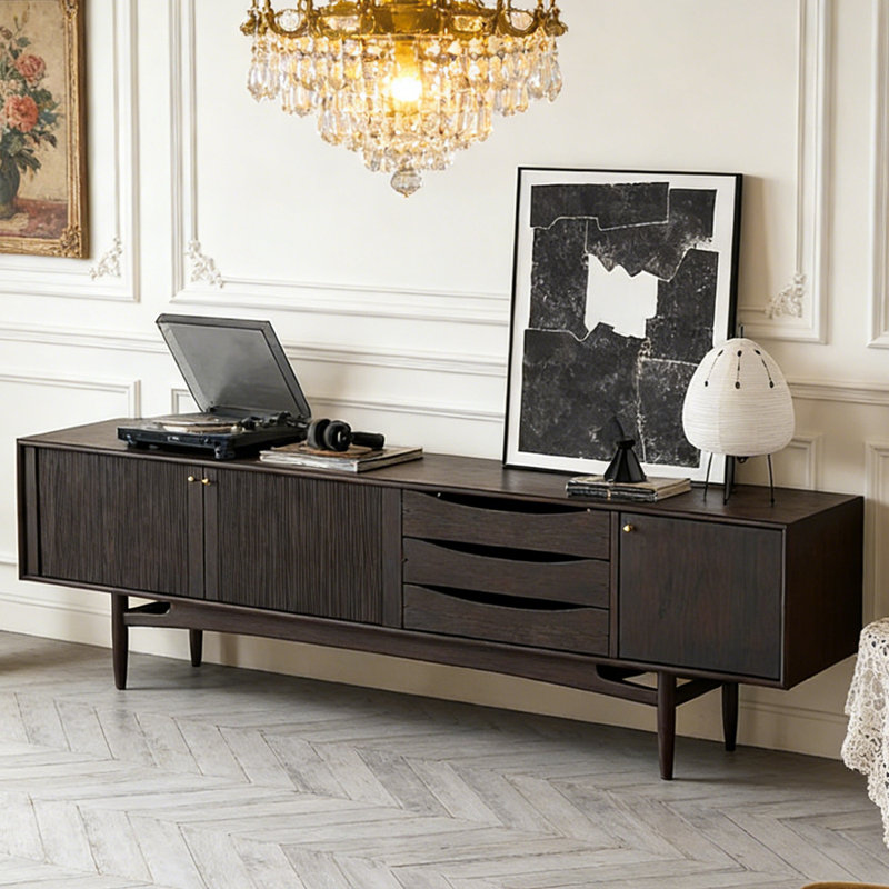Meuble télé de style rétro américain, Noir brunâtre