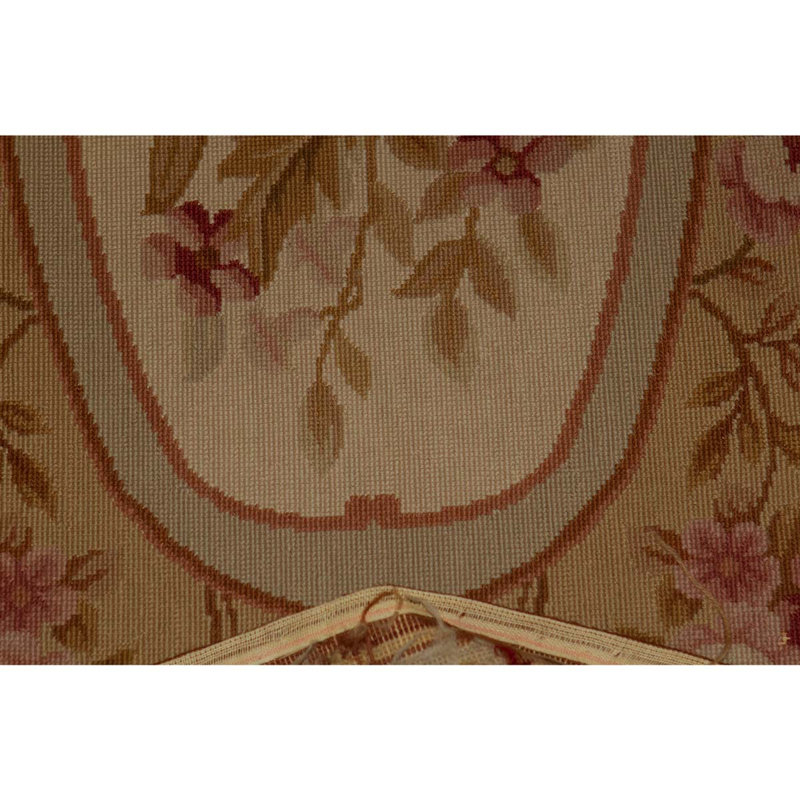 Tapis beige / vert clair / crème noué à la main de haute qualité