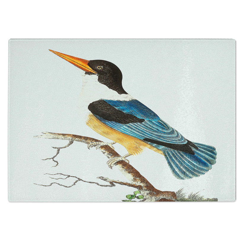 Tempered Glass Kingfisher Chopping Board, 39 cm W x 28.5 cm L
