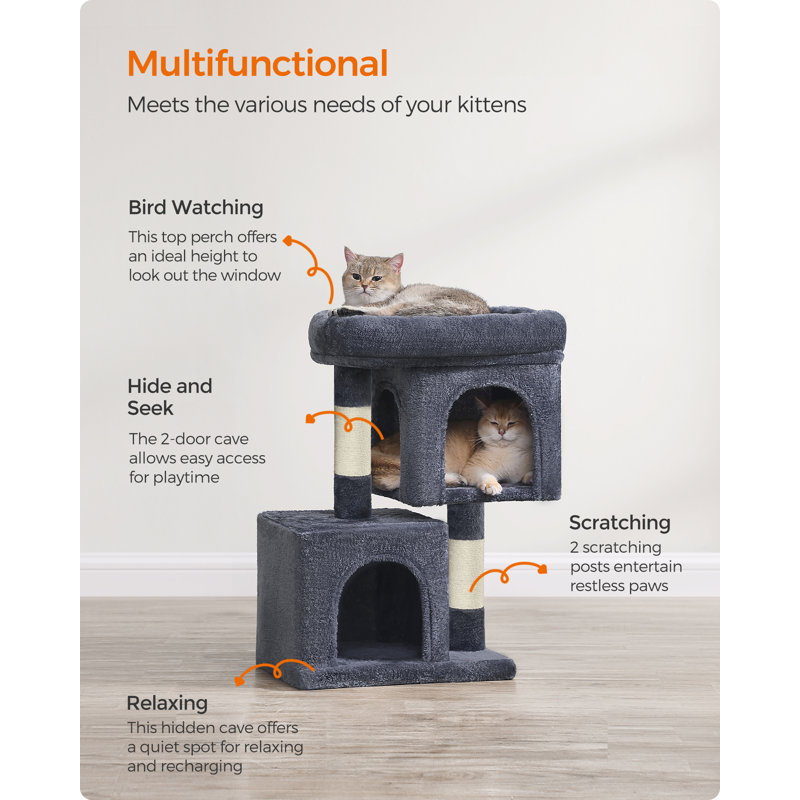 67cm H Cat Tree, Smoky Grey