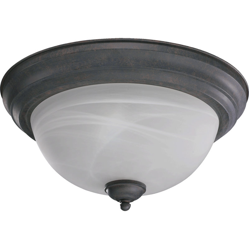 Voelker Glass Flush Mount, 6.75" H x 15.5" W x 15.5" D, Oiled Bronze