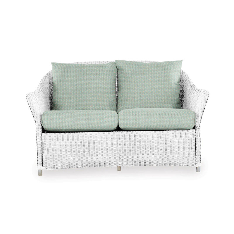 Weekend Retreat Outdoor 2 - Seat Loveseat, White, Bamboo Bay Sky