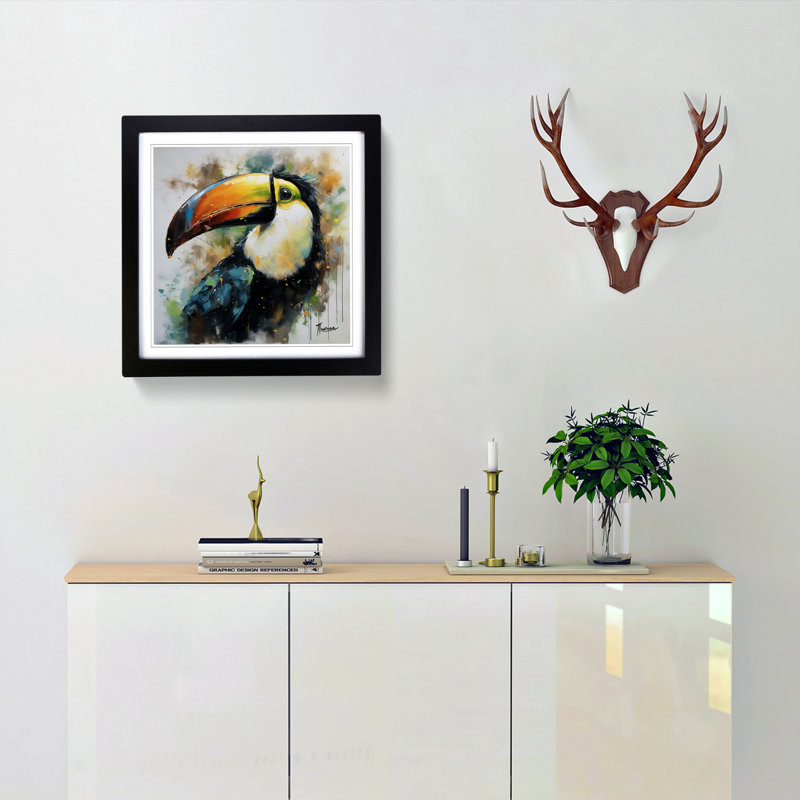 Toucan Abstract Expressionism No.1 - Framed Print, Black