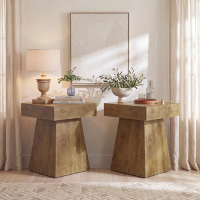 Small Square End Table For Sofa, Couch Side Table Living Room (Set Of 2)