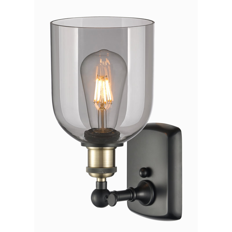 Anacaren Steel Armed Sconce, Light Smoke, Black Antique Brass