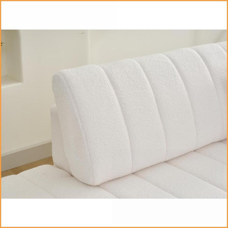 Left Facing Sectional Sofa with Chaise – Plush Lamb Wool, Cozy &amp; Versatile for Living Room | Wool | Beige | Cushion Back