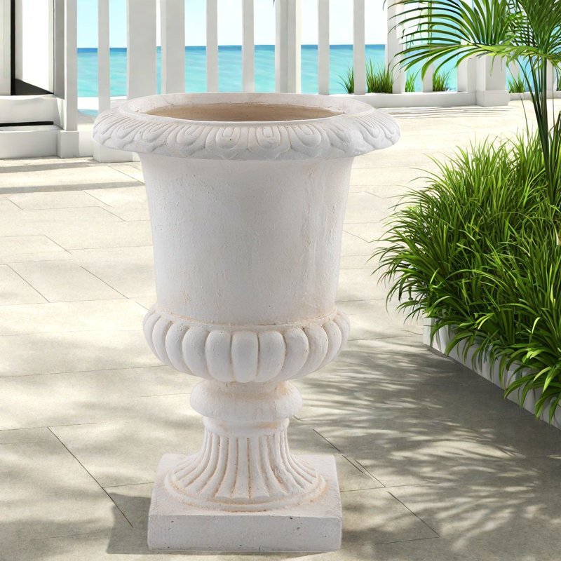 Grands pots de fleurs en urne, décor de jardin/terrasse de style ferme antique en imitation pierre MgO