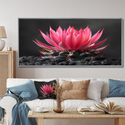 Cactus rose, gris, beauté florale - décoration murale cactus floral