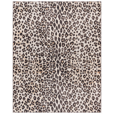 Tapis rayé à motif animal léopard brun moderne ivoire Rayne Lennie, velours plat pour le salon et la chambre à coucher - Lennie, 9 x 13