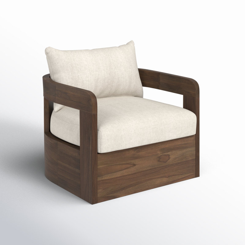 Ewan Outdoor Swivel Chair, Stained Toasted Brown, Ellor Beige