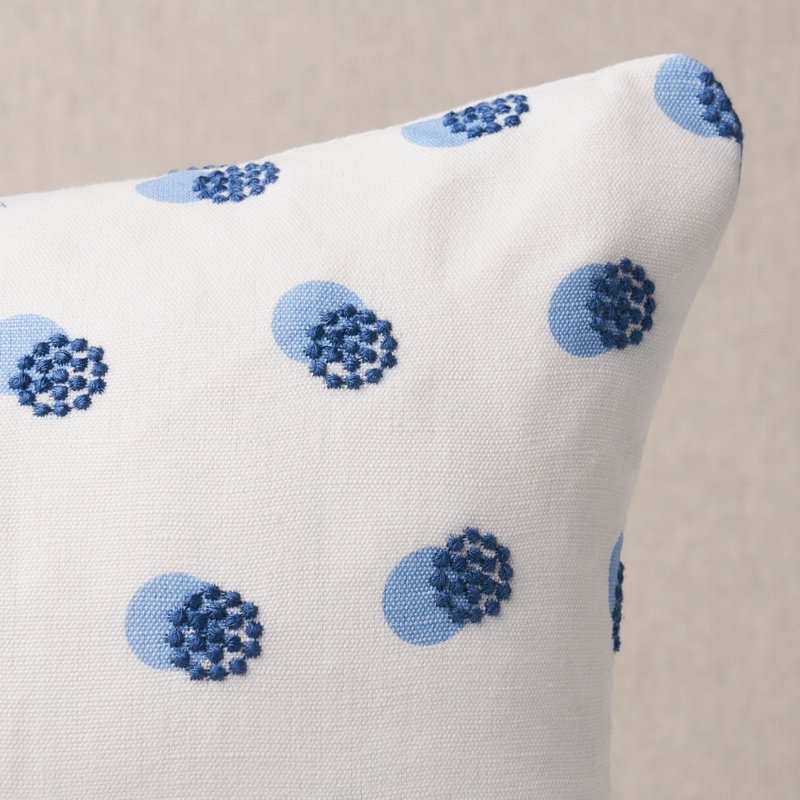 Taylor Embroidery Pillow, 12'' x 18'', Blue/White