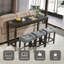 4 Piece Bar Table Set with Power Outlet,Bar Table Set with Chairs,Sofa Bar Table with Stools,Behind Couch Table with 3 Padded Stools,for Living Room,Dining room, Dark Grey