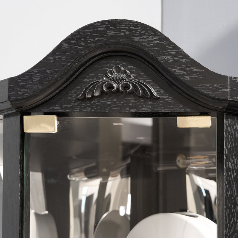 Vitrine de coin noire éclairée, Noir