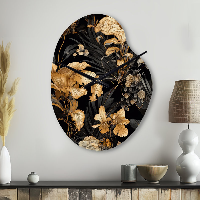 Horloge murale en forme de feuille d'or, feuille d'or, Petit