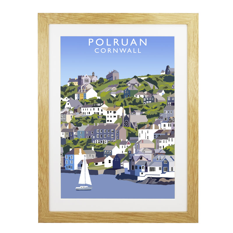Polruan 2 by Richard O'Neil - Print, Oak Wood Frame, 43.5 cm H x 33.5 cm W x 2.2 cm D