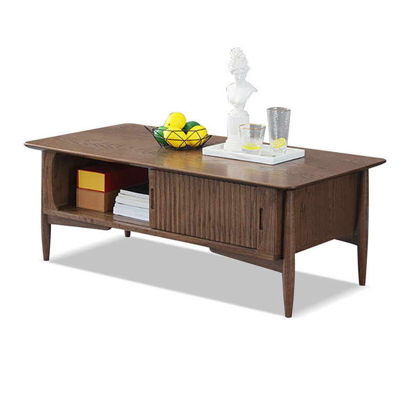 47.24" Nut-brown Solid Wood Rectangular Coffee Table