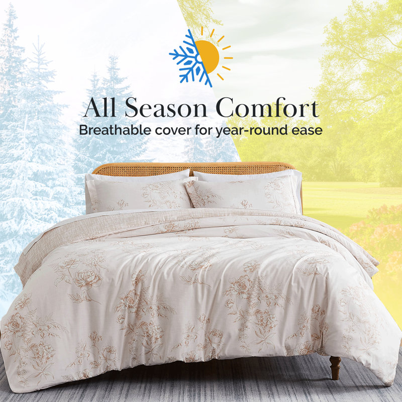 Ensemble de housse de couette réversible en microfibre Harmony Collection, Housse de couette double / grand et 2 taies décor