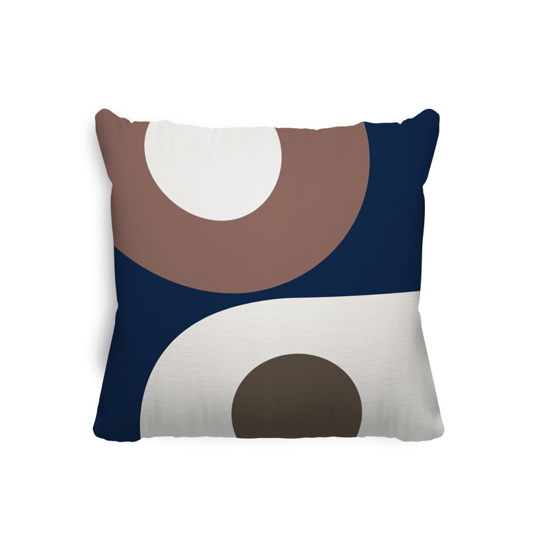 Pitto Outdoor Reversible Throw Pillow, Nude/Beige/Navy Blue, 15W" x 15H"