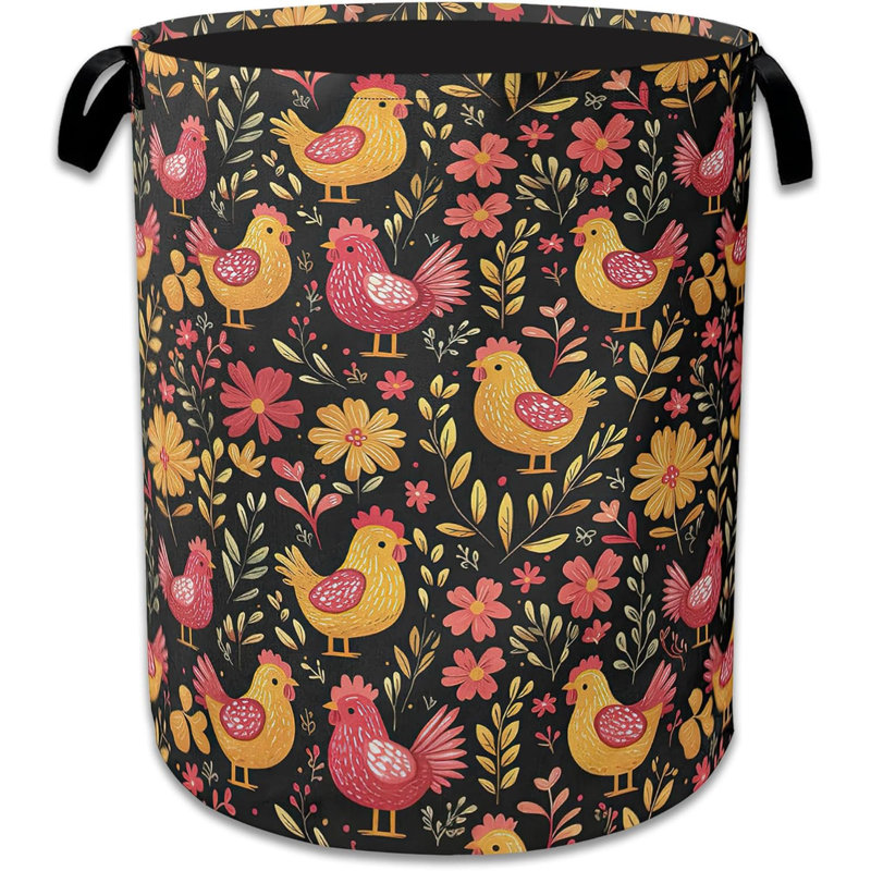 Panier à linge Poulet Coq Panier à linge Oxford Poule à fleurs avec panier à linge pliable