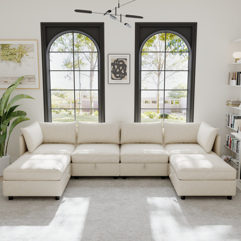 Canapé modulaire convertible avec rangement, tissu chenille, canapé de salon moderne