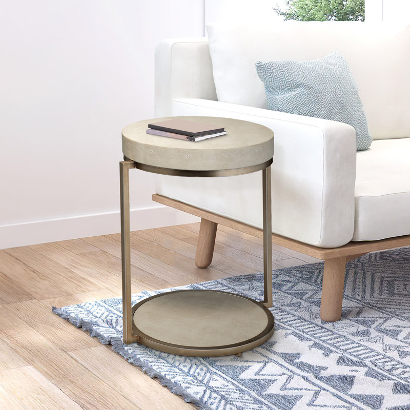 Table de bout avec tablette, Blanc