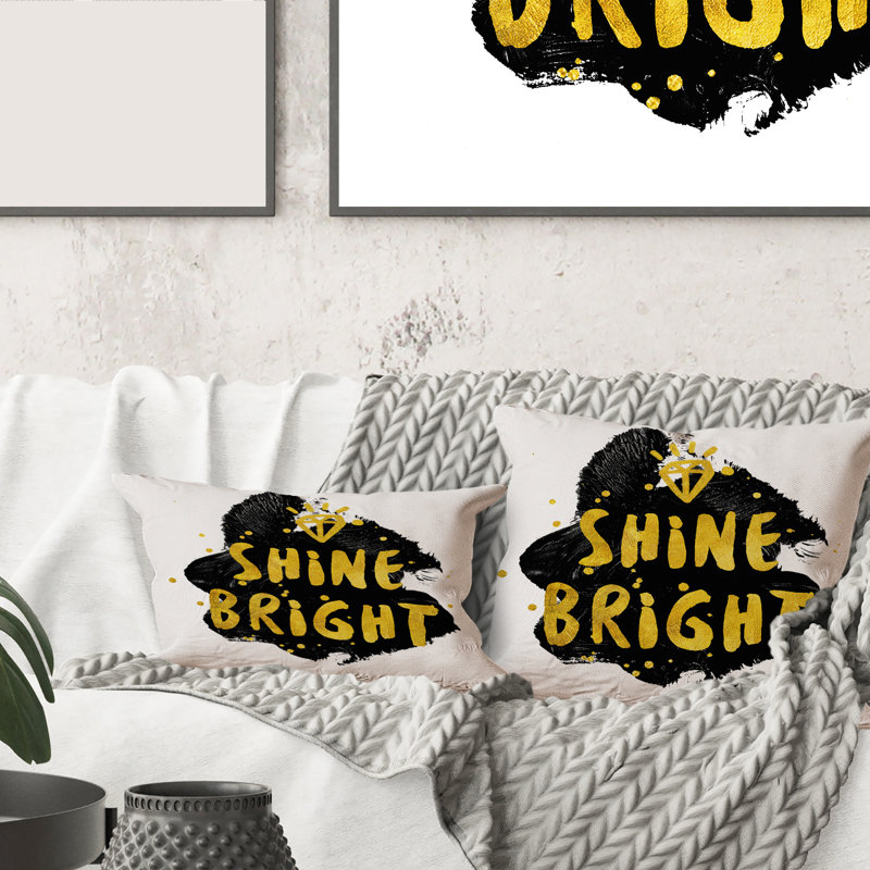 Shine Bright - Glam Printed Throw Pillow, 16" x 16"