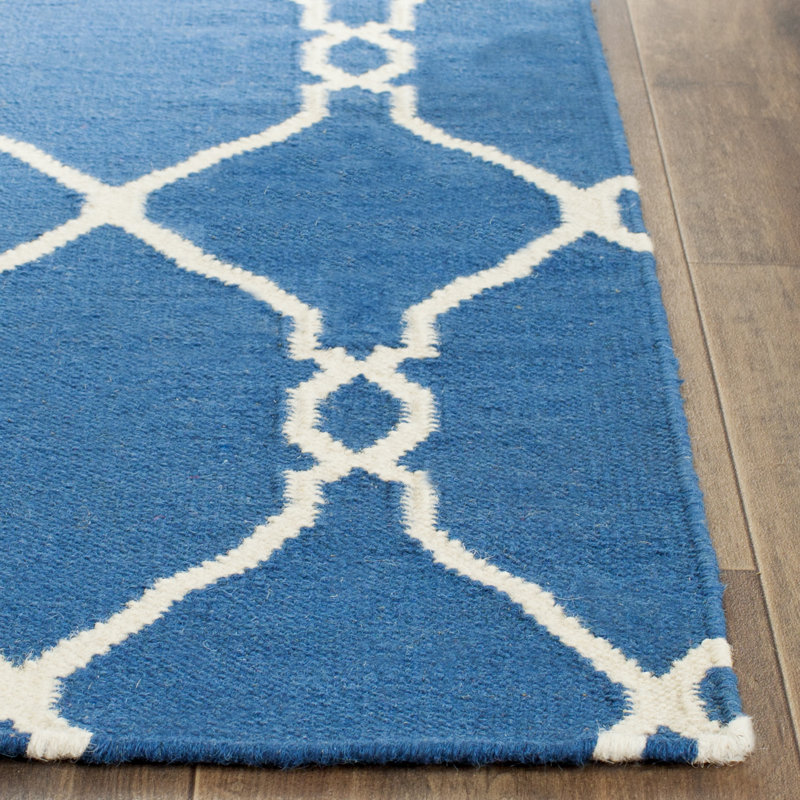 Geometric Wool Hand Woven Area Rug, Rectangle 122 x 183 cm