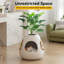 Lit moderne pour chat en forme de capsule spatiale, grande grotte en ABS avec griffoirs et plantes artificielles décoratives, cachette d'intérieur avec tapis douillet pour salon, chambre et coin