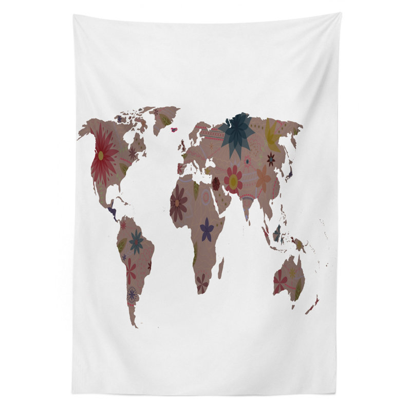 World Map Tablecloth, 70" x 52"