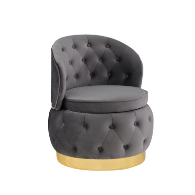 Élégante chaise de rangement pivotante à 360 degrés en velours gris - Salle d'attente avec housse Living Warm