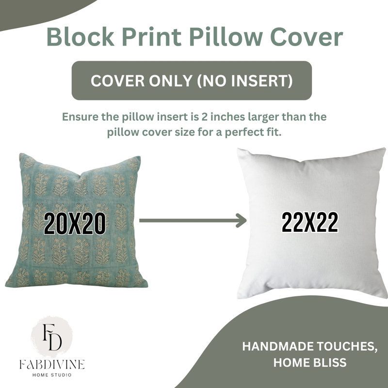 Housse de coussin en lin épais à motif de volutes Fab Divine, taille bohème décorative (Inderdhanush, bleu) - 14 po x 20 po