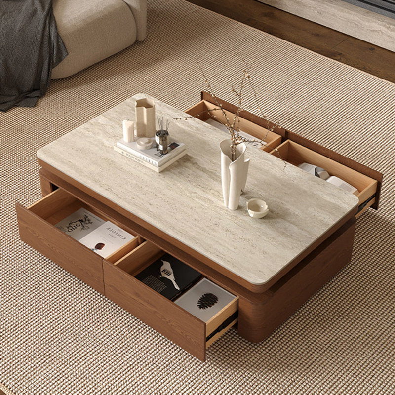 Table basse rectangulaire en pierre de style médiéval, H 15,7 po x L 39,4 po x l 19,7 po
