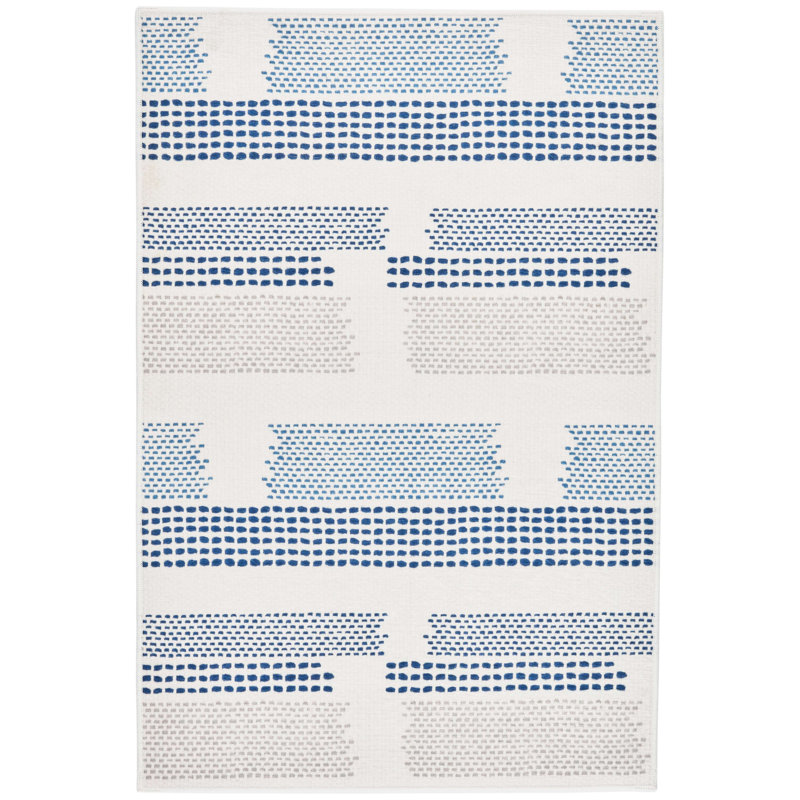 Tapis lavable imprimé à la machine Tremp Lightly Kit Kemp x Annie Selke, Rectangulaire 2 pi x 3 pi, Marine