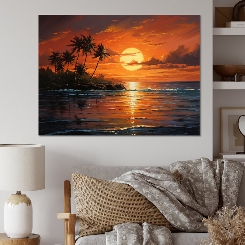 Caraibe Island Sunset I - impression, H 24 po x l 32 po x P 1 po, Toile tendue