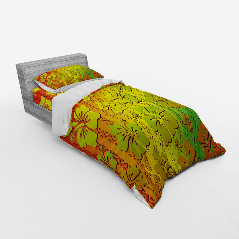 Coastal Polyester Floral Duvet Cover, Twin Duvet Cover + 2 Additional Pieces