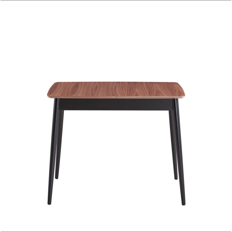Table de salle à manger à finition naturelle et noire Lanae (rallonge Bufferfly)