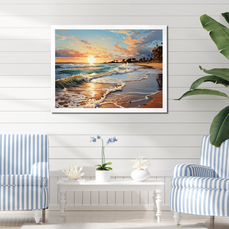 Alikai Beach Sandy Serenade I - impression, H 12 po x l 20 po x P 1 po, Cadre simple blanc